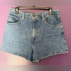 High-Rise Light Blue Denim Jean Shorts - Women
